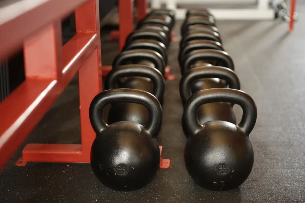 Picture of row of kettlebells